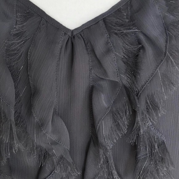 Old Navy Ruffle Front Lined Gray Tank Small - Picture 5 of 7